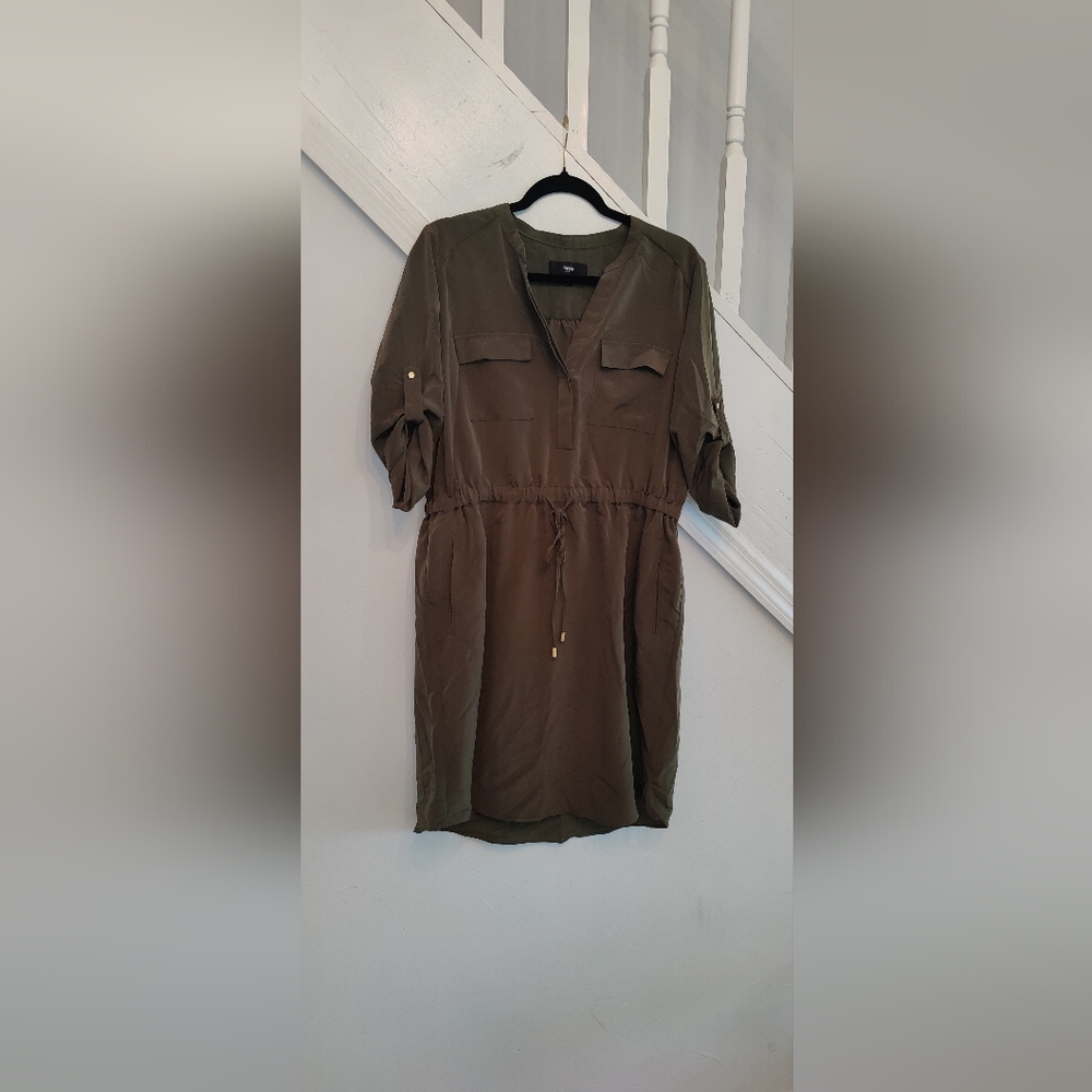 Olive Green Large Cargo Dress with Draw String Waist